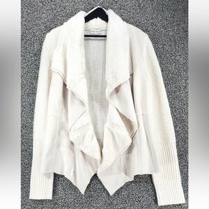 EUC Women’s Knox Rose XS Faux fur vanilla sweater jacket LS knit warm comfy